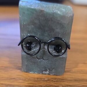 Crystal ROCK BUDDY! Green Stone Figurine with Glasses